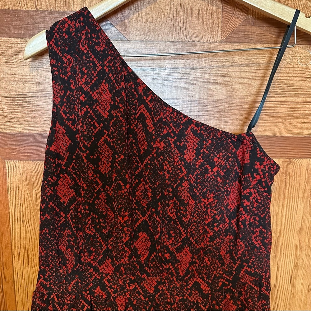 Michael Kors Snake Print Georgette One-Shoulder Dress